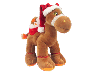 Brown Camel with Santa Hat