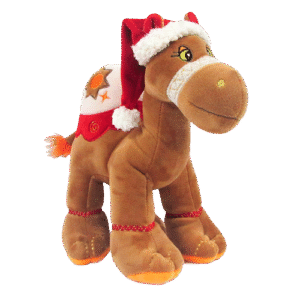 Brown Camel with Santa Hat
