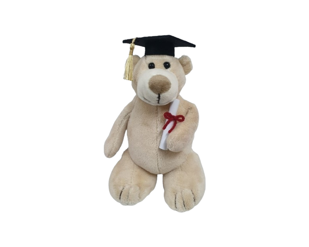 Mascot Bear with Graduation Hat and Diploma