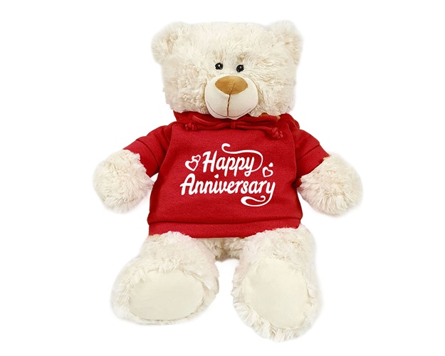 Cream Bear with Printed Hoodie