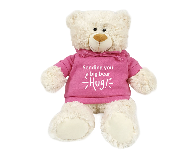 Cream Bear with Printed Hoodie