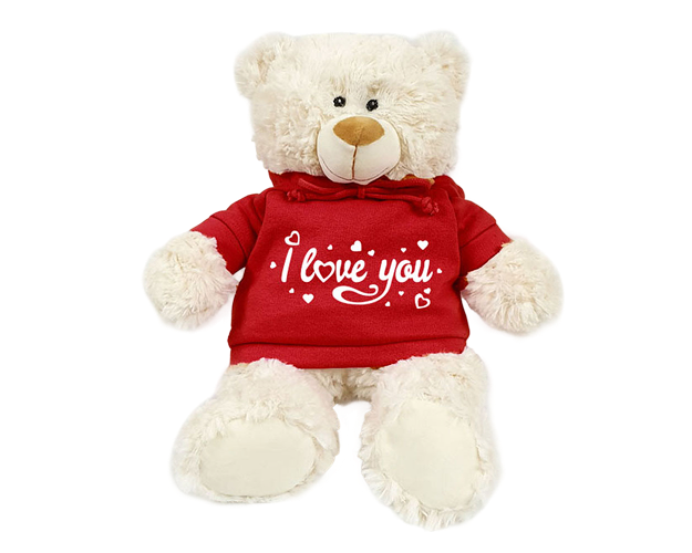 Cream Bear with Printed Hoodie