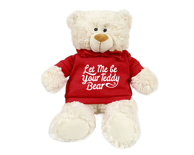 Cream Bear with Printed Hoodie