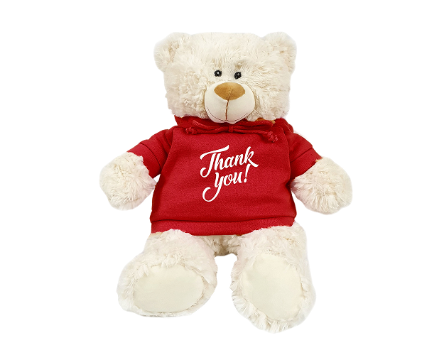 Cream Bear with Printed Hoodie