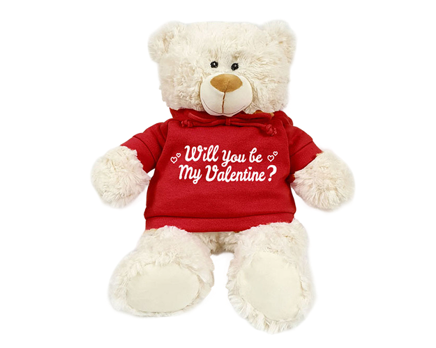 Cream Bear with Printed Hoodie